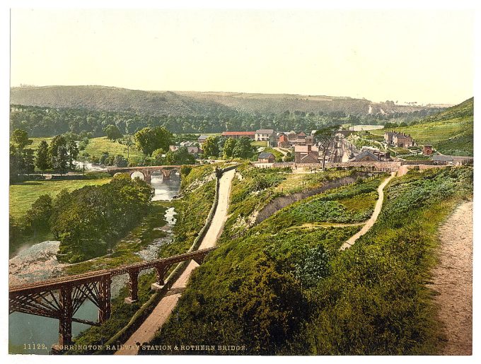 Railway station and Rothern Bridge, Torrington, England