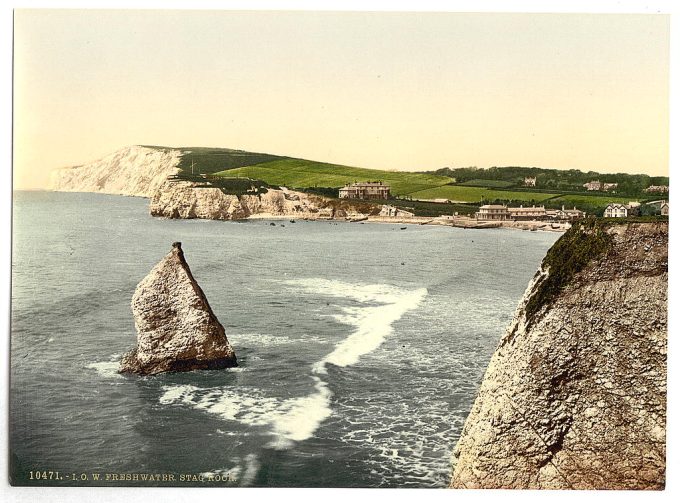 Freshwater Bay and Stag Rock, Isle of Wight, England