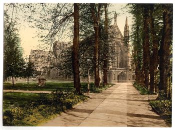 Cathedral and avenue, Winchester, England