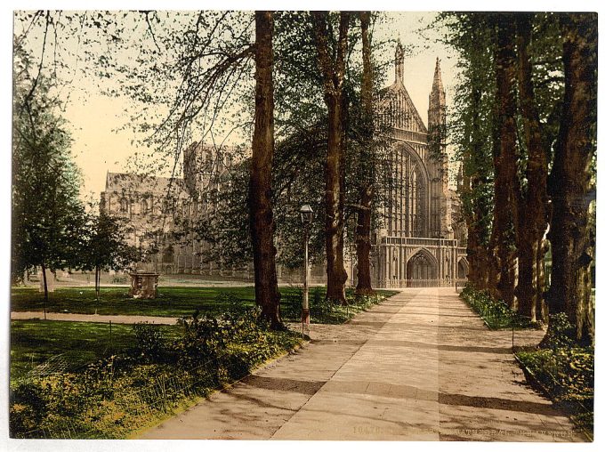 Cathedral and avenue, Winchester, England