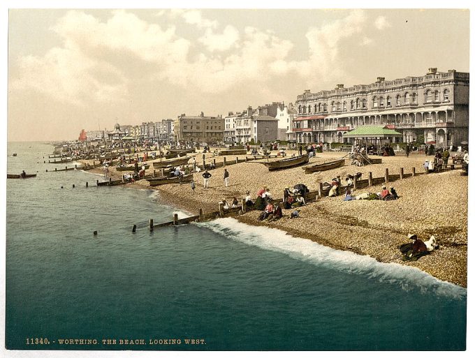 The beach looking west, Worthing, England