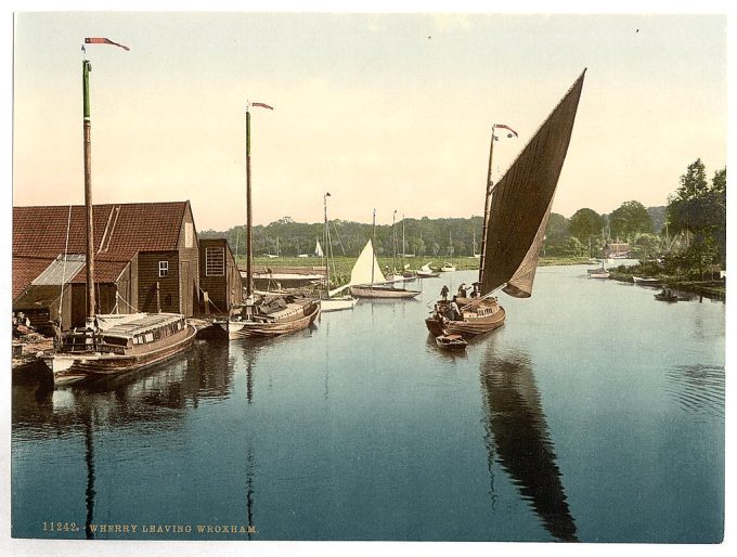 Wherry leaving Wroxham, England