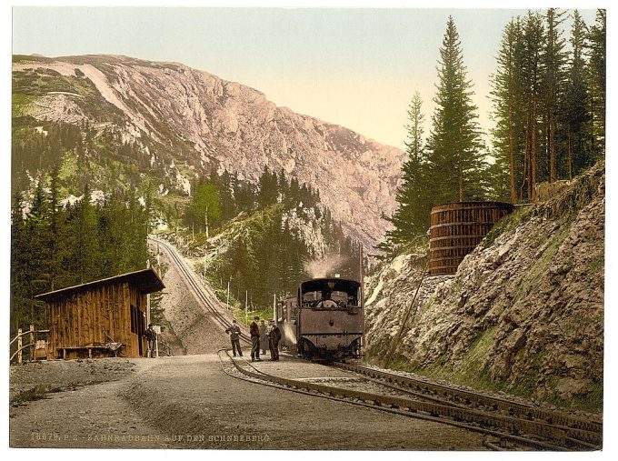 Cog railroad up the Schneeberg, Lower Austria, Austro-Hungary