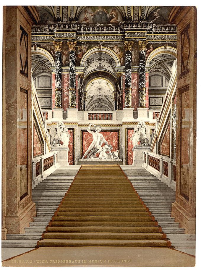 The Museum of Arts, the staircase, Vienna, Austro-Hungary