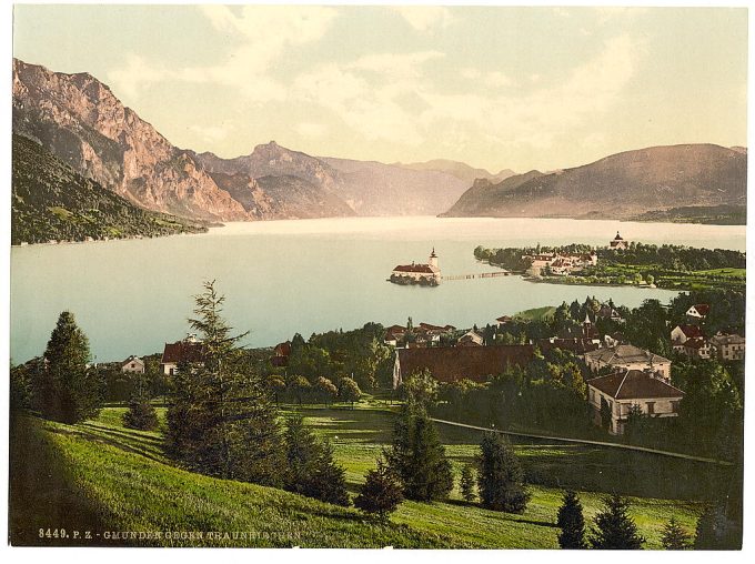 Gmunden, view towards Traunkirchen, Upper Austria, Austro-Hungary