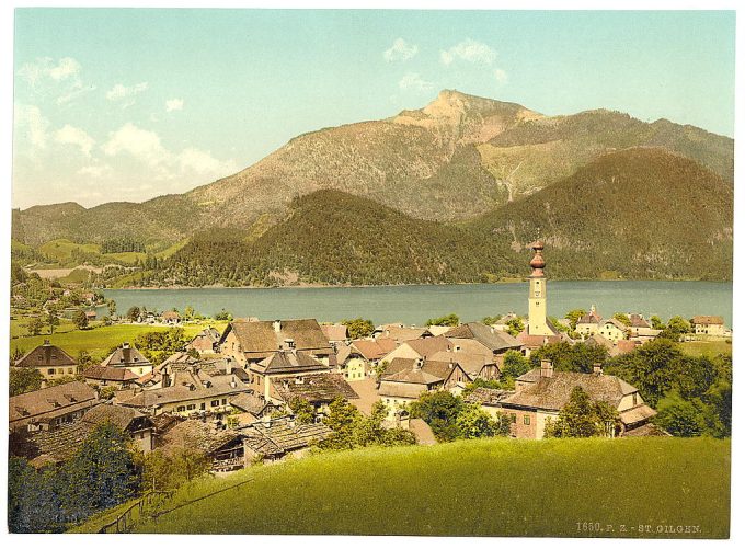 St. Gilgen, towards the Schafberg, Upper Austria, Austro-Hungary