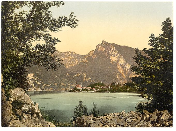 Traunkirchen, from Winkel, Upper Austria, Austro-Hungary