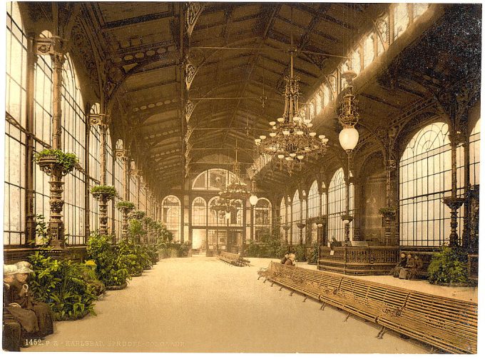 The Sprudel Fountain Colonnade, Carlsbad, Bohemia, Austro-Hungary