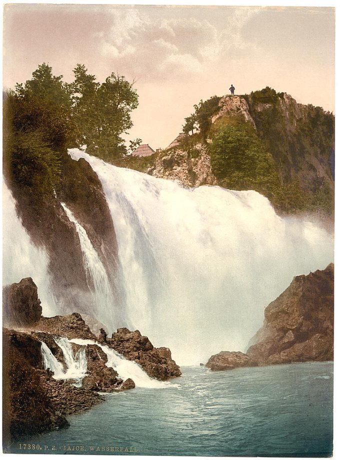 Jajce, a waterfall, Bosnia, Austro-Hungary
