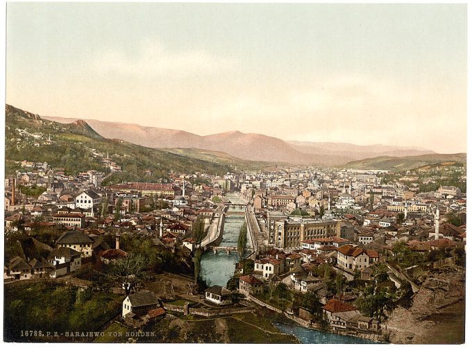 Sarajcvo (i.e., Sarajevo), from the north, Bosnia, Austro-Hungary