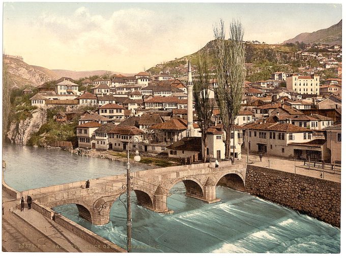 Sarajcvo (i.e., Sarajevo), looking toward Alifakovak, Bosnia, Austro-Hungary