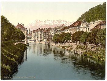 Laibach, a view on the Laibach, Carniola, Austro-Hungary