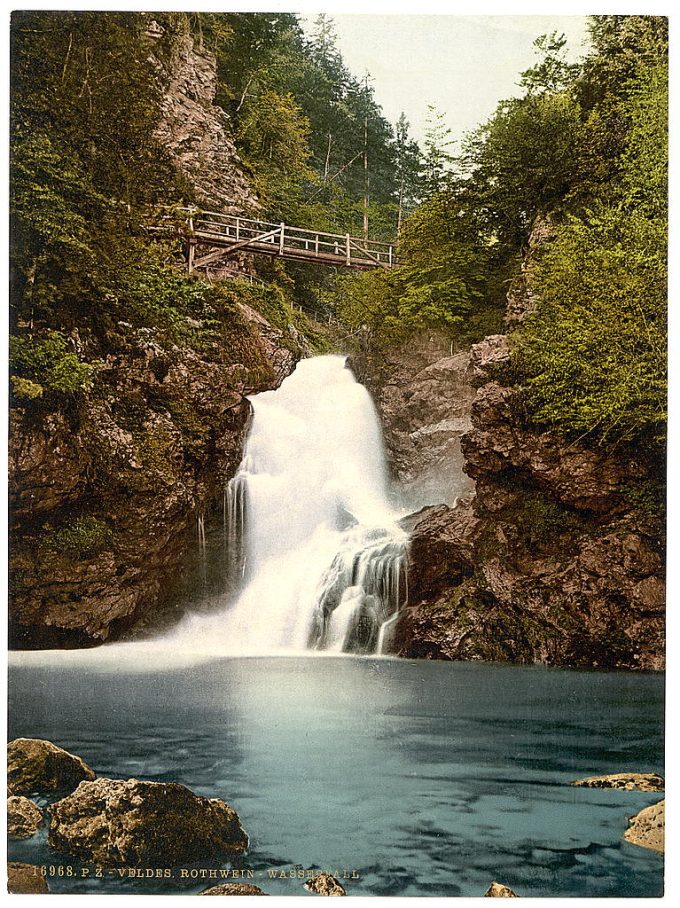 Triglav, Rothwein (i.e., Rotwein), and waterfall, Carniola, Austro-Hungary