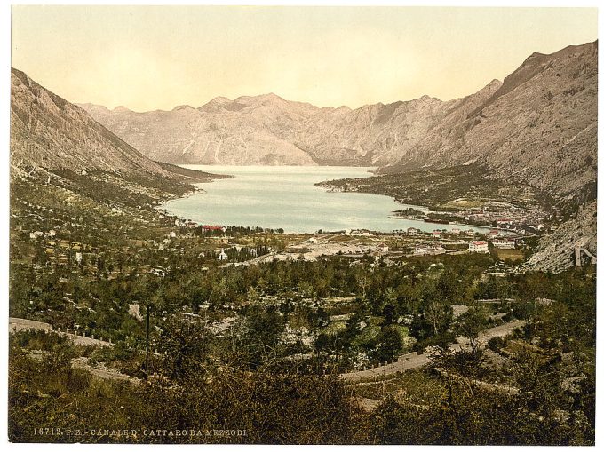 Cattaro, general view and channel, Dalmatia, Austro-Hungary