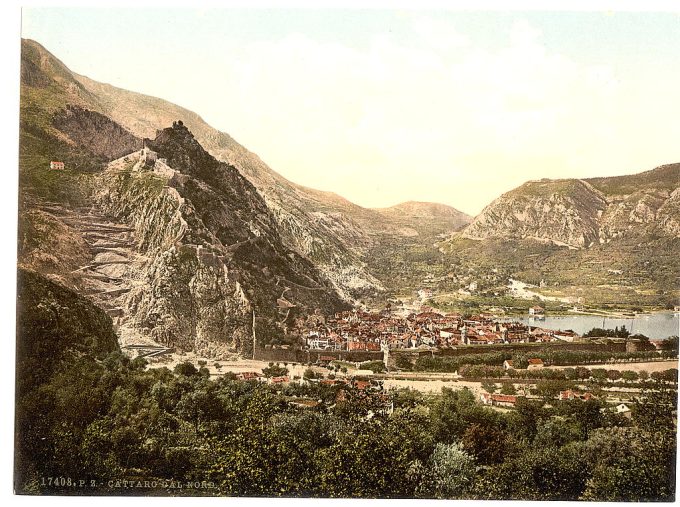 Cattaro, from the north, Dalmatia, Austro-Hungary