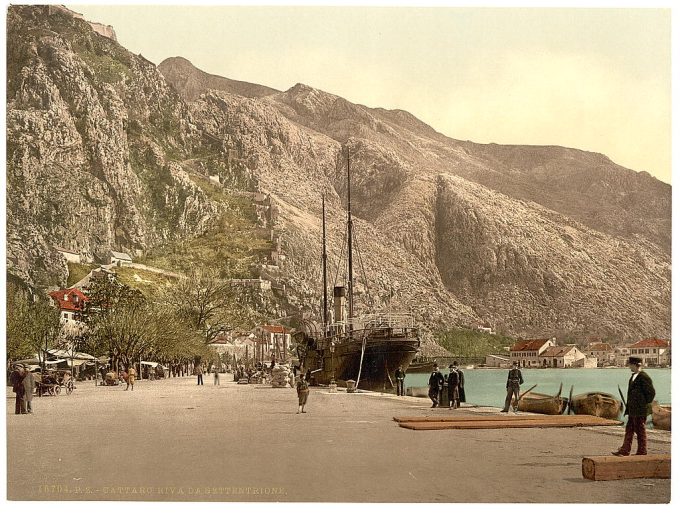 Cattaro, shore at Settentrione, Dalmatia, Austro-Hungary