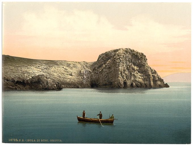 Island of Busi, caves, Dalmatia, Austro-Hungary