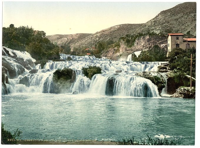 Sebenico, lower falls of the Kerka, Dalmatia, Austro-Hungary