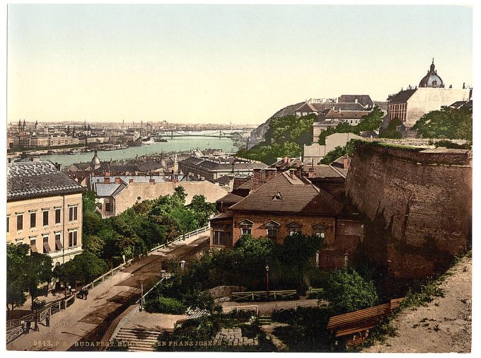 Franz Joseph's Bridge, looking towards the bridge, Budapest, Hungary, Austro-Hungary