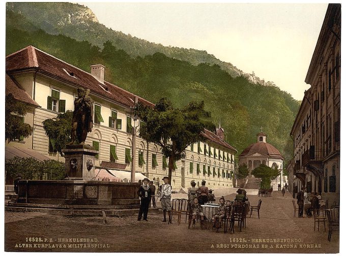 Old Kurplatz and Military Hospital, Herkulesfürdö, Hungary, Austro-Hungary