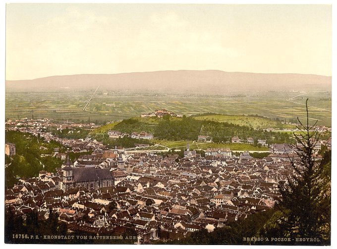 Kronstadt, from Rottenberg, (i.e., Rattenberg?), Hungary, Austro-Hungary