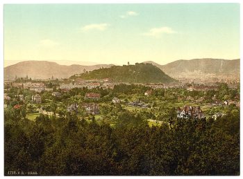 Graz, general view from the Lechwalde, Styria, Austro-Hungary
