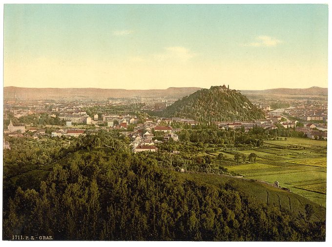 Graz, general view from the Rainer Kogel, Styria, Austro-Hungary