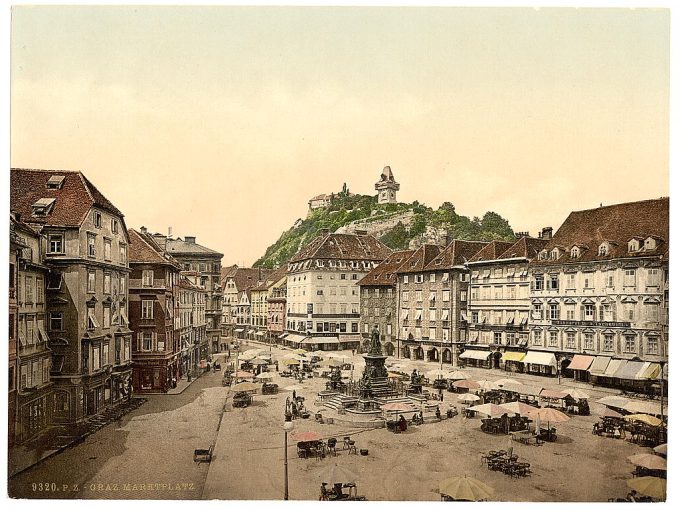 Graz, market place, Styria, Austro-Hungary