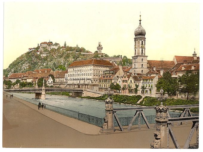 The Schlossberg from Hotel Florian, Styria, Austro-Hungary