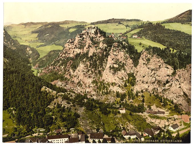 Semmering Railway, ruins of Klamm Castle, Styria, Austro-Hungary