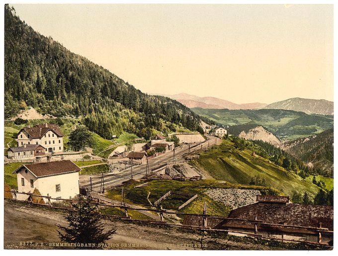 Semmering Railway, Semmering Station and Hotel Stephanie, Styria, Austro-Hungary