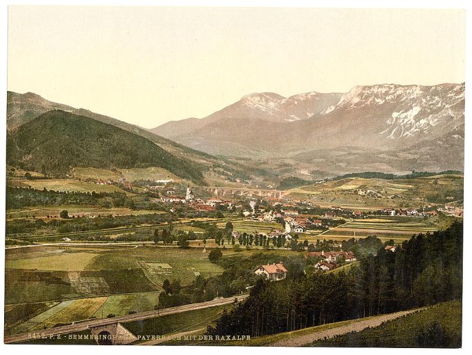 Semmering Railway, Payerbach with the Raxalpe, Styria, Austro-Hungary