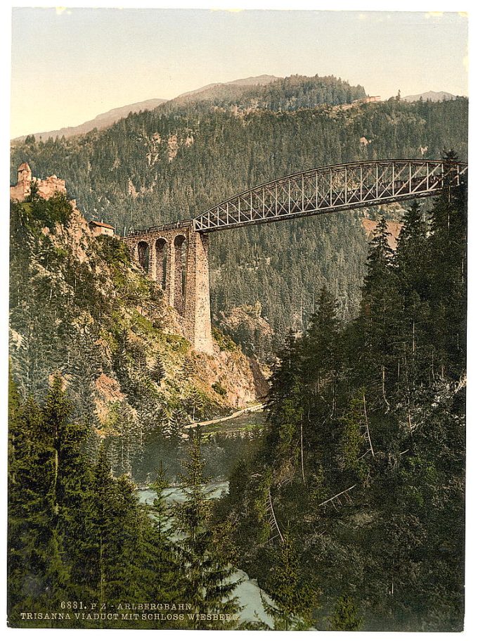 Arlberg Railway, Trisanna Viaduct and Castle Weisberg, Tyrol, Austro-Hungary