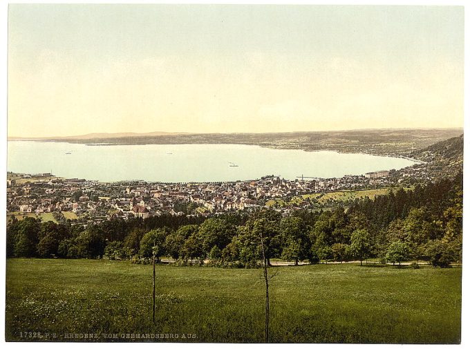 Bregenz from Gabhardsberg, Tyrol, Austro-Hungary