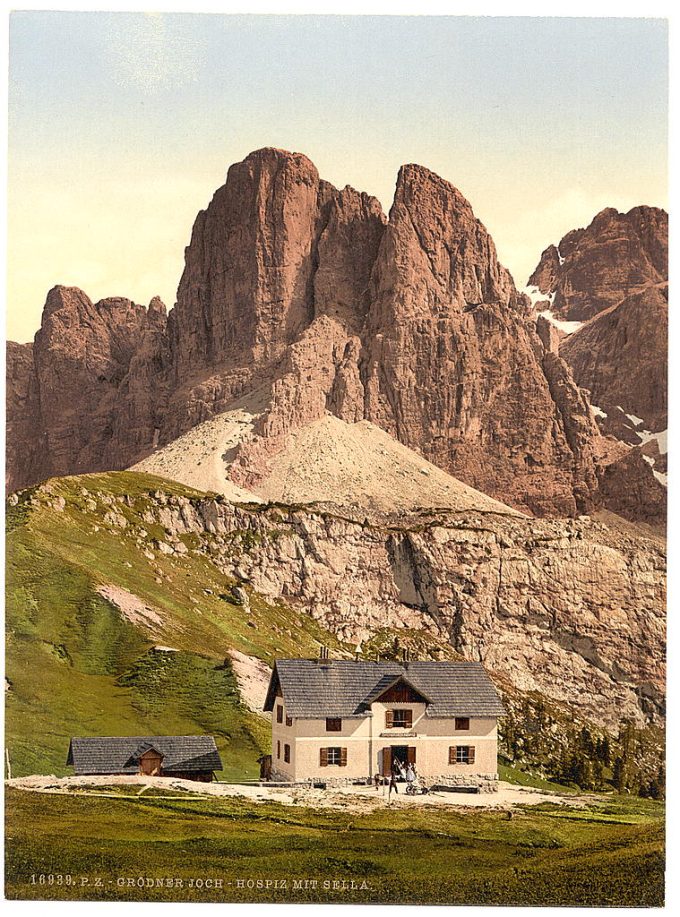 Grodnerjoch, hospice and Sella, Tyrol, Austro-Hungary