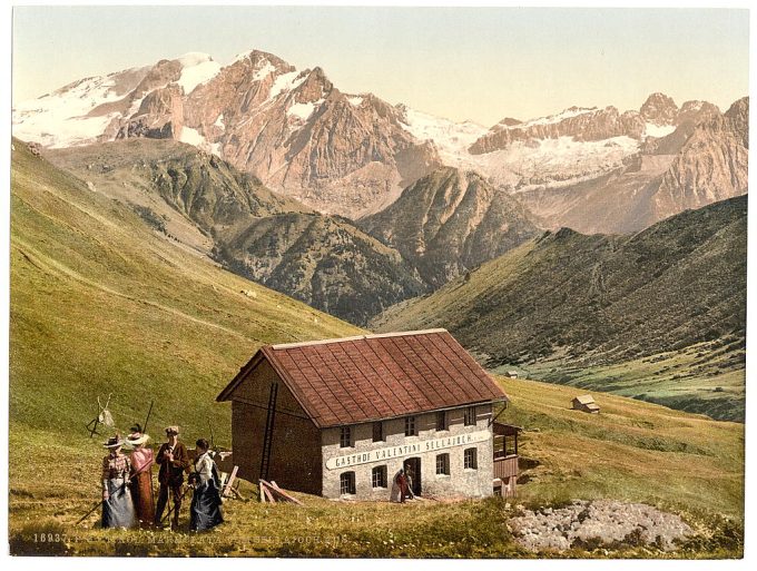 Marmolada, from the Sellajoch, Tyrol, Austro-Hungary