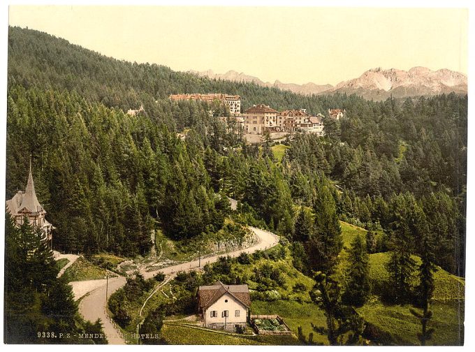 Mendelpass, with the hotels, Tyrol, Austro-Hungary