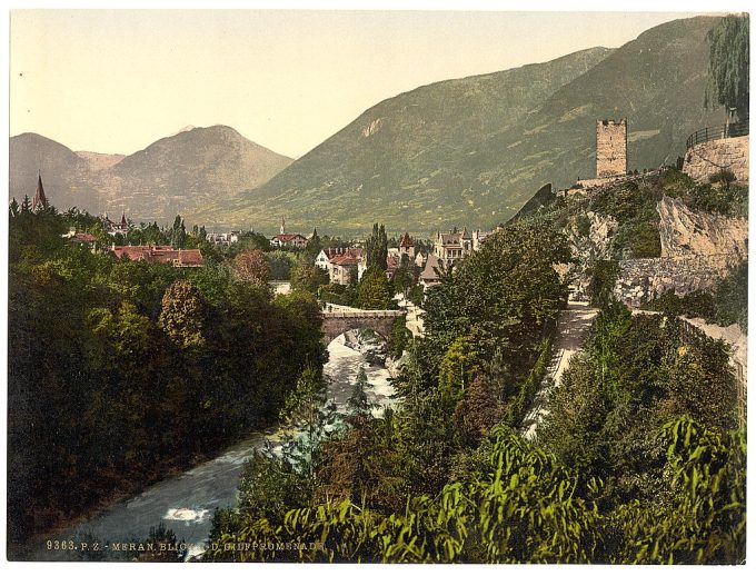 Meran, from Gilfpromenade, Tyrol, Austro-Hungary