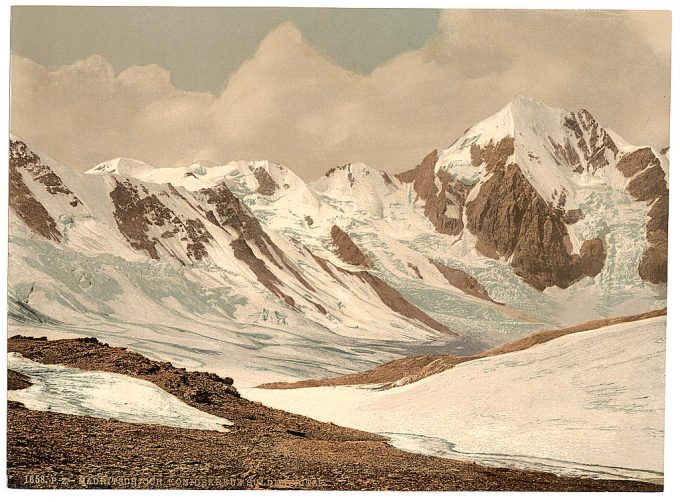 Ortler Territory, Madritschjoch, with Konigs-, Kreuz-, and Suldenspitzen, Tyrol, Austro-Hungary