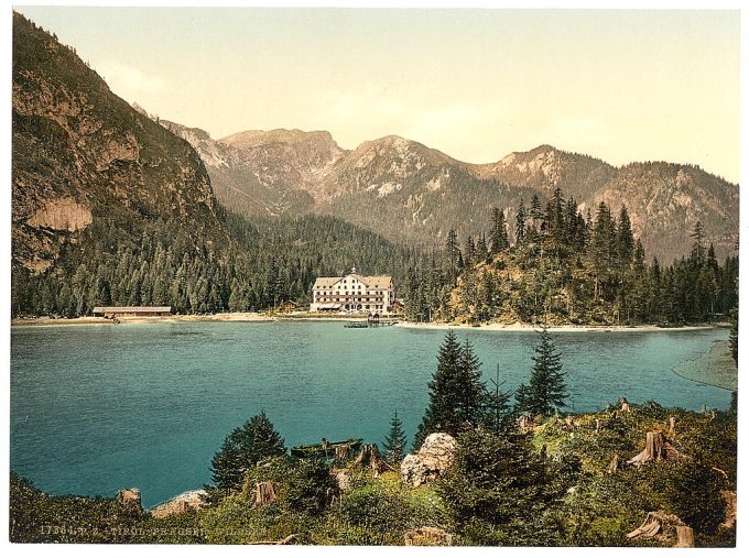 Pragser, Wilsee (i.e., Wildsee), toward Sulden, Tyrol, Austro-Hungary