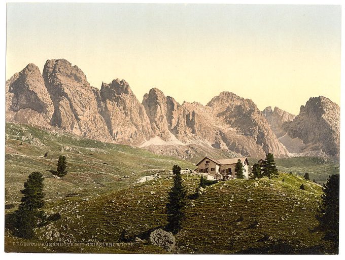 Regensburgerhutte with Geisslergruppe, Tyrol, Austro-Hungary