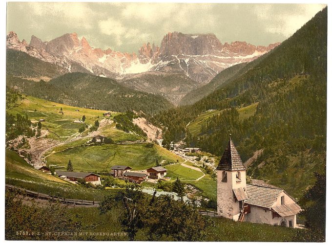 Rosengarten and St. Cyprian, Tyrol, Austro-Hungary