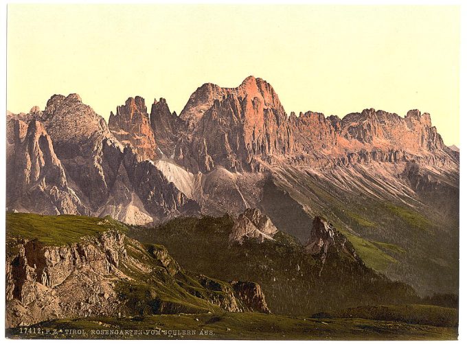 Rosengarten Group from Schlern, Tyrol, Austro-Hungary