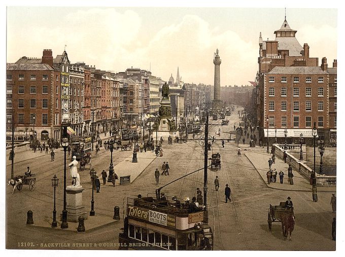 Sackville Street and O'Connell Bridge. Dublin. Co. Dublin, Ireland