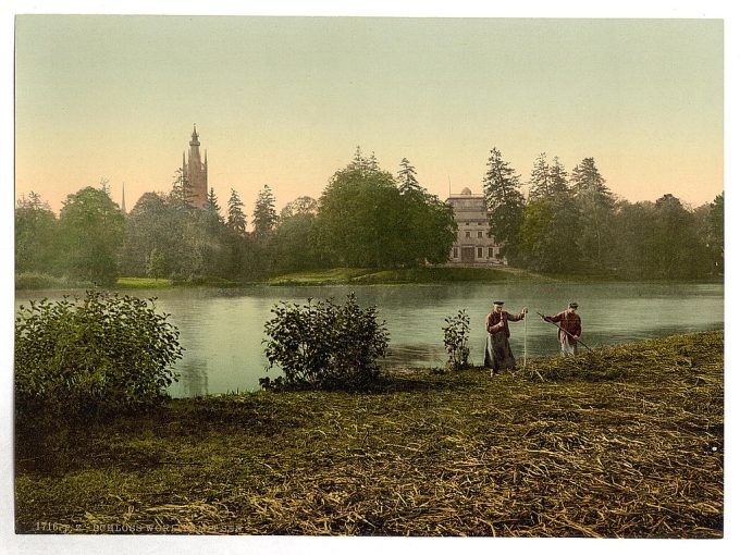 Worlitz Castle and lake, park of Worlitz, Anhalt, Germany