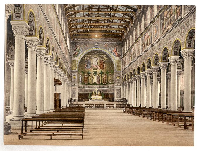 Interior, Basilica Church (i.e. Basilica of St. Boniface), Munich, Bavaria, Germany