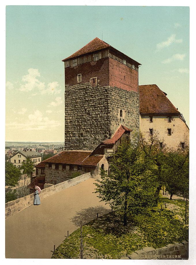 The Quintagonal tower (i.e. Funfeckiger Turm), Nuremberg, Bavaria, Germany
