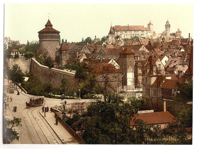 Panorama taken from Hallerthor (i.e. Haller Tor), Nuremberg, Bavaria, Germany