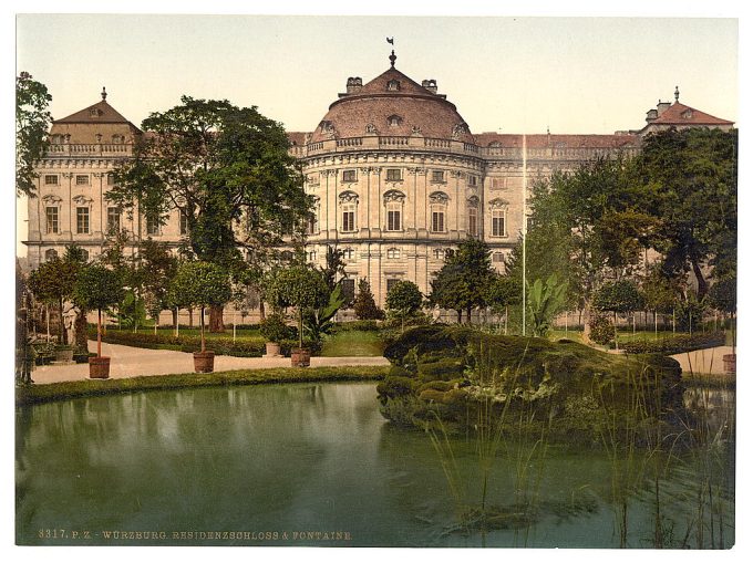 Castle and fountain, Wurzburg, Bavaria, Germany