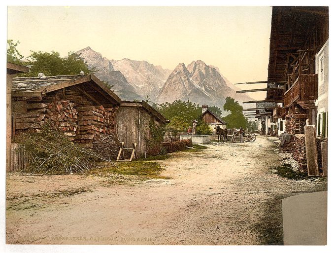 Village street, Garmisch, Upper Bavaria, Germany